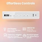 HUANUO Bureau en verre avec tiroirs, 35 x 20 Bureau électrique réglable en hauteur de pouce, Installez rapidement une table avec USB Ports de recharge, blanc