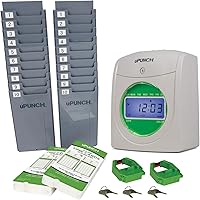 Vista 1 de uPunch HN3500 Paquete avanzado de reloj registrador para pequeñas empresas: sistema completo de seguimiento del tiempo de los empleados con 100