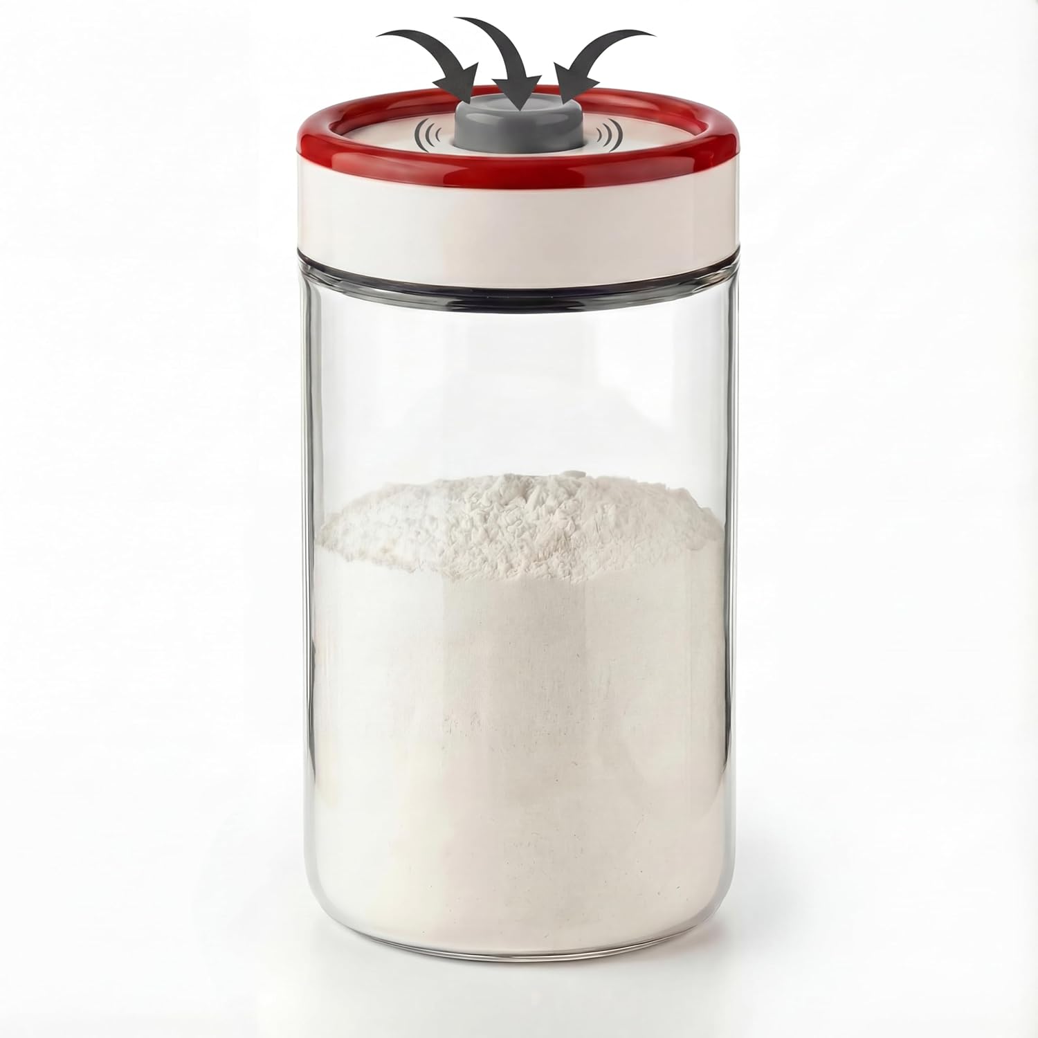 Press-Type Vacuum Seal Glass Food Storage Container - Airtight Canister for Coffee Beans, Tea, Sugar & Nuts - High Borosilicate Glass & BPA-Free - Secure Twist-to-Open Lid
