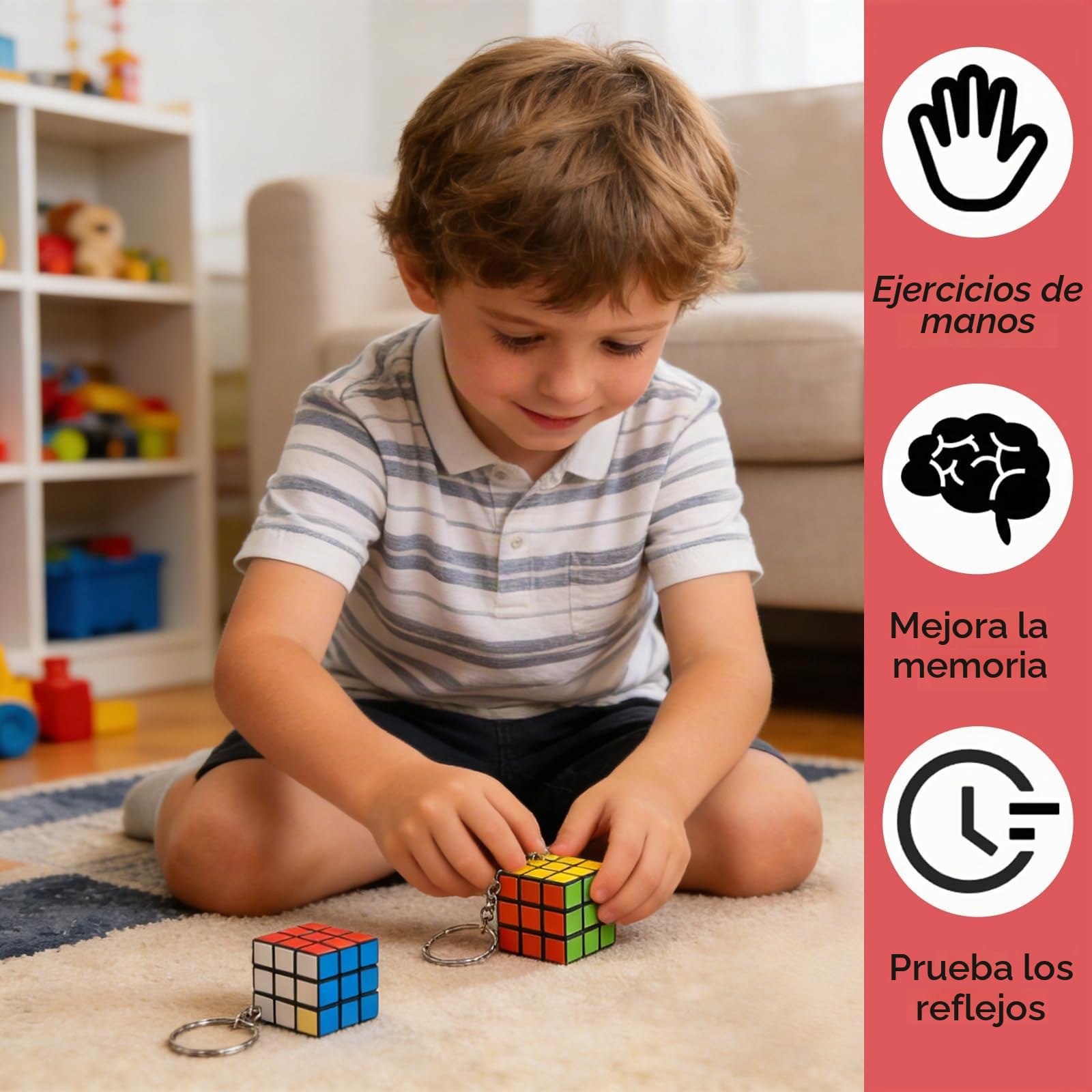 20 Piezas Mini Cubo Mágico Llavero (3cm) - Detalles Cumpleaños Infantiles y Relleno Piñata - Juguete Rompecabezas Antiestrés para Niños y Calendario de Adviento (Multicolor)