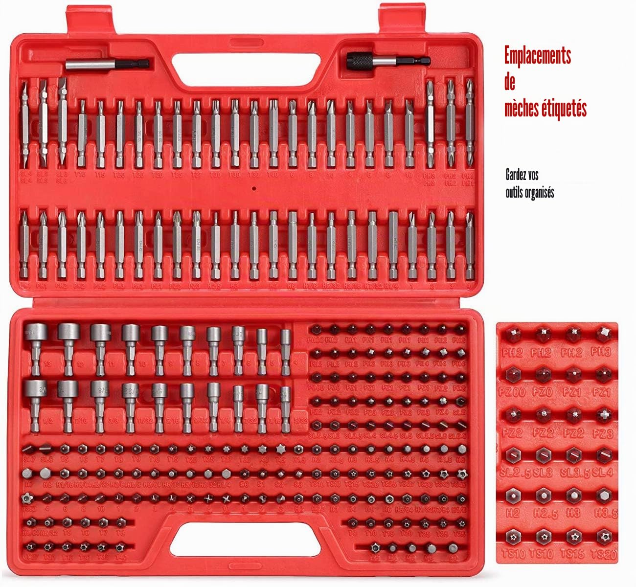 Set de bit de tournevis, ensemble de socket robuste, 214 pièces kit d’outils de réparation portable, mèches à vis