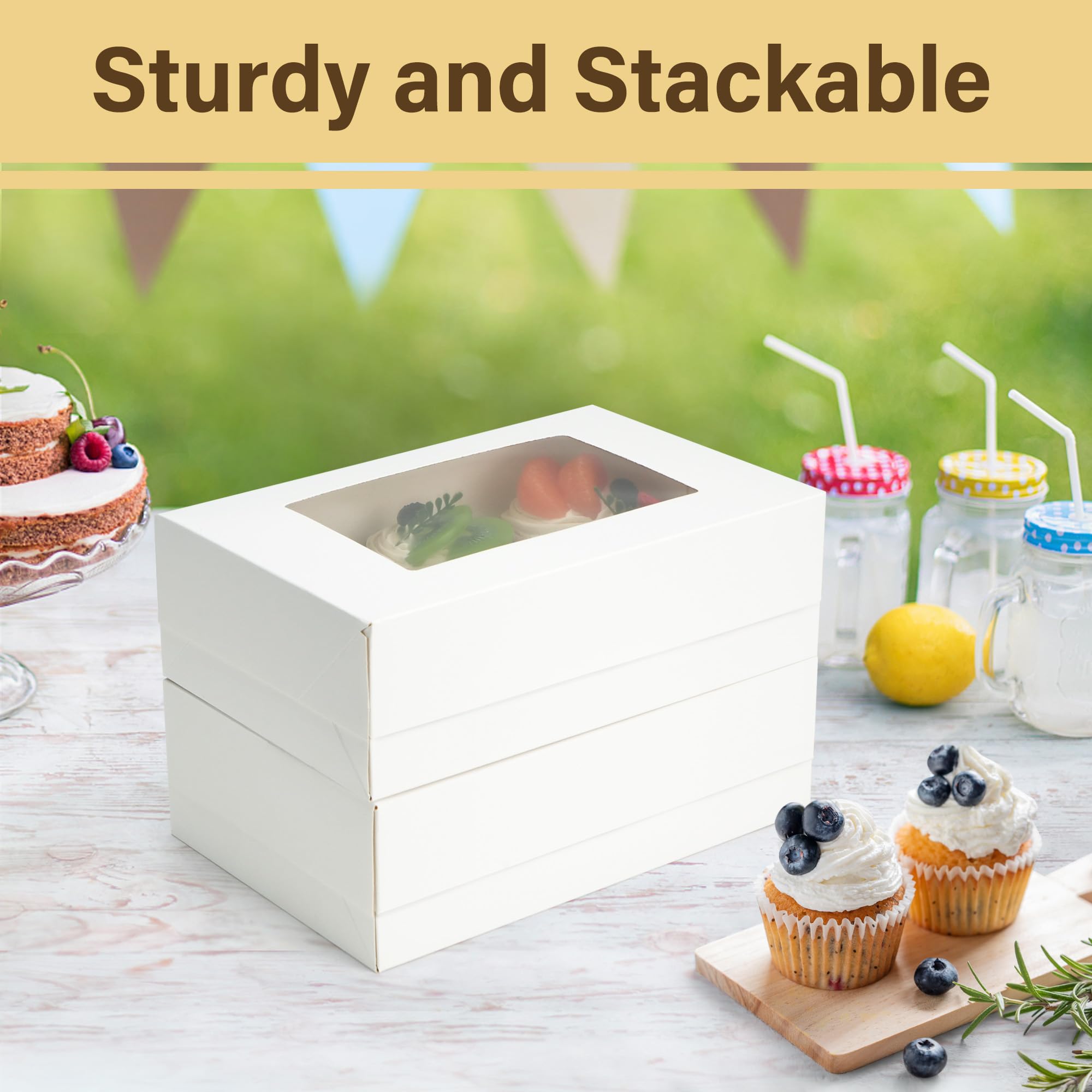 LotFancy Cupcake Boxes - 12 Sets with Window -5