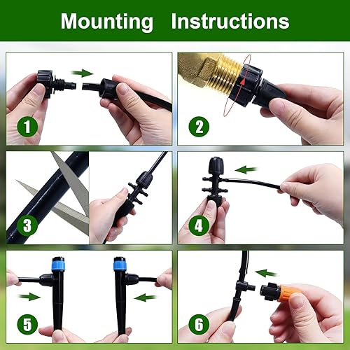 Miniatura 5 de Kit de sistema de riego por goteo de 260 pies, sistema automático de riego de jardín con tubo de 25 pulgadas y 14 pulgadas para invernadero, césped,