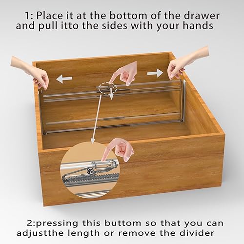 Miniatura 3 de Paquete de 5 separadores de cajones ajustables de 6 pulgadas de alto para ropa, ampliables de 12 a 20 pulgadas, separadores de plástico de