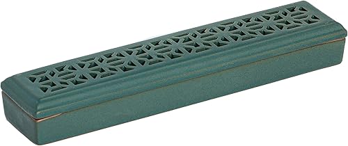 Caja rectangular de cerámica para quemador de ataúd de incienso de 95 pulgadas bandeja para incienso atrapascenizas azul