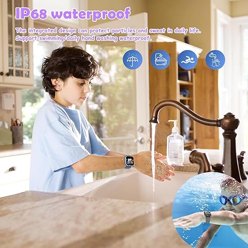 Miniatura 6 de Reloj inteligente para niños y niñas, IP68 impermeable, reloj rastreador de actividad física, monitor de sueño de frecuencia cardíaca, 8 modos