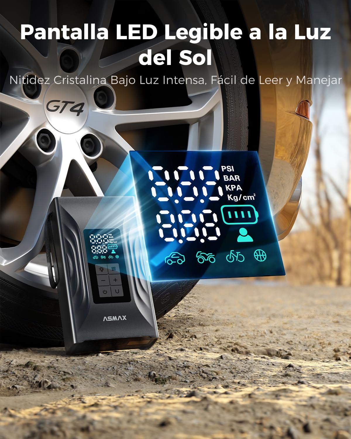 ASMAX T20 Arrancador de Baterias de Coche 4000A, Compresor de Aire 150PSI, Arrancador de Coche 12V para 9L de Gasolina o 8L de Diésel, Booster con Pantalla LCD Grande, para Coche/Moto