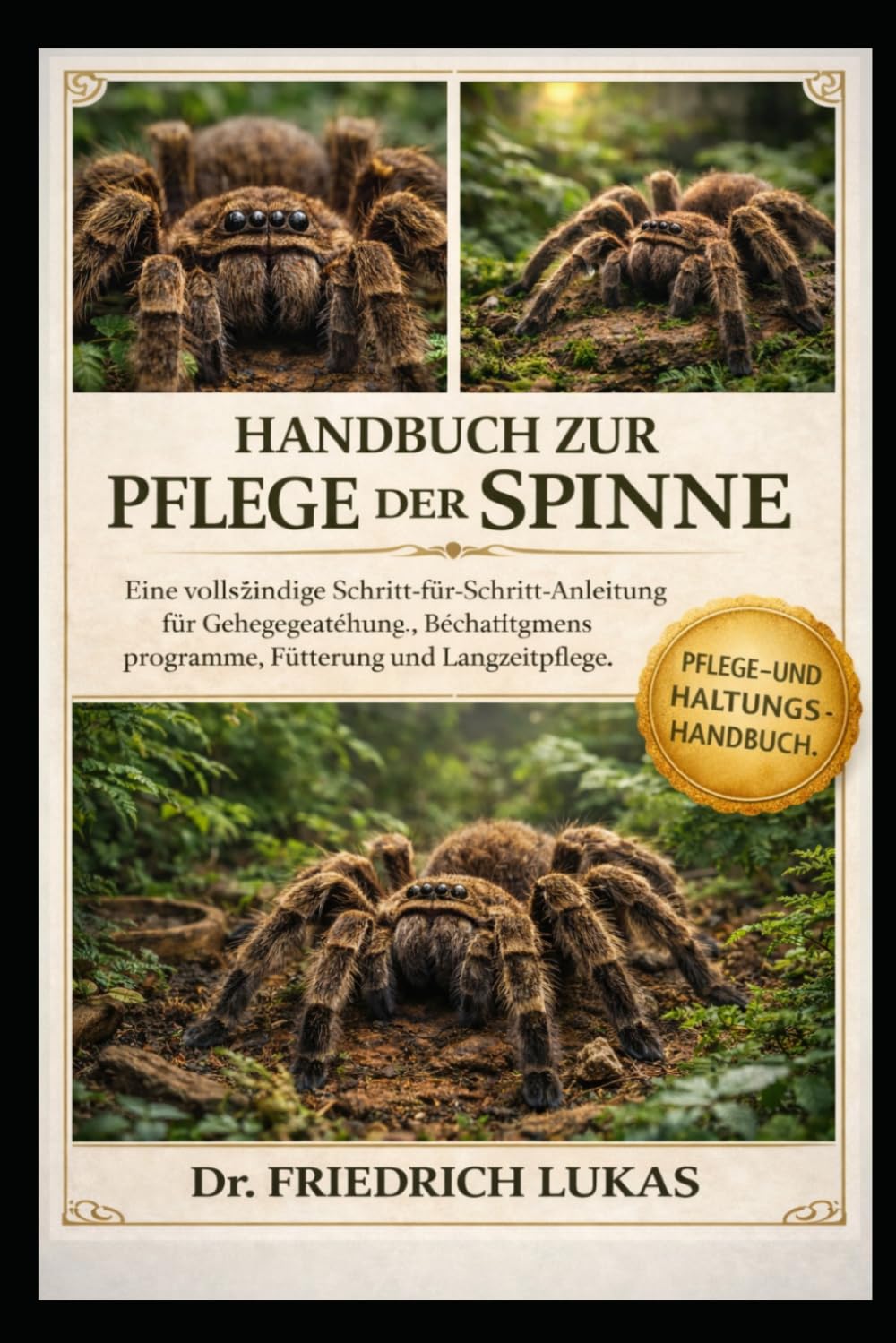 HANDBUCH ZUR PFLEGE DER SPINNE: Eine vollständige Schritt-für-Schritt-Anleitung für Gehegegestaltung, Beschäftigungsprogramme, Fütterung und Langzeitpflege