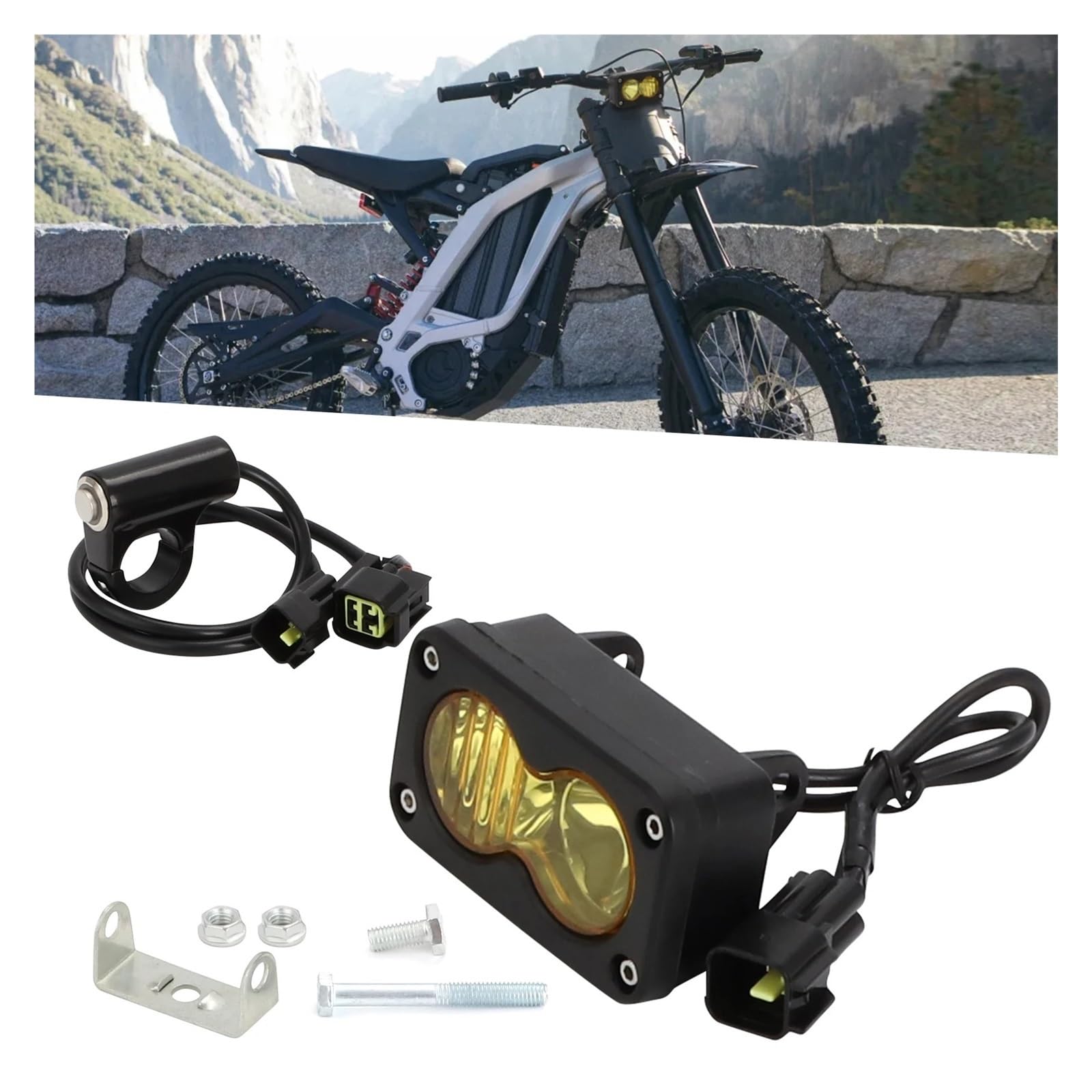 AVFORA Delantera faro Barra Luz Para Motocicleta Faro Delantero Alto Brillo, Plug N Play Para Talaria Sting R MX4, Kit Faro Reflector LED, Lente De PC Faros Luz