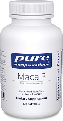 Pure Encapsulations Maca-3  Suplemento hipoalergénico promueve la libido saludable y la función del sistema reproductivo  120 cápsulas