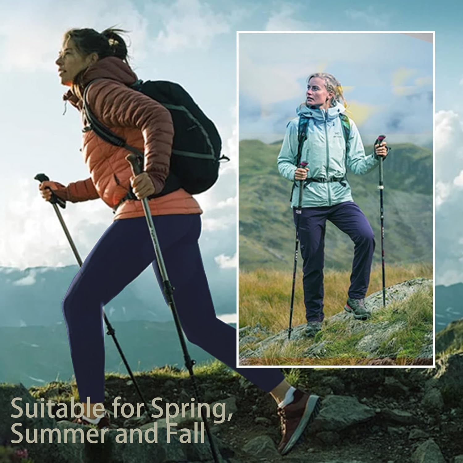 Women's Outdoor Hiking Pants Lightweight Breathable Quick Dry Stretchy Running Athletic Pants with Zipper Pocket - Image 6