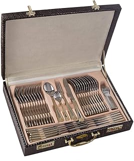 Faqueiro Inox Luxo 84 Peças Dourado com Maleta