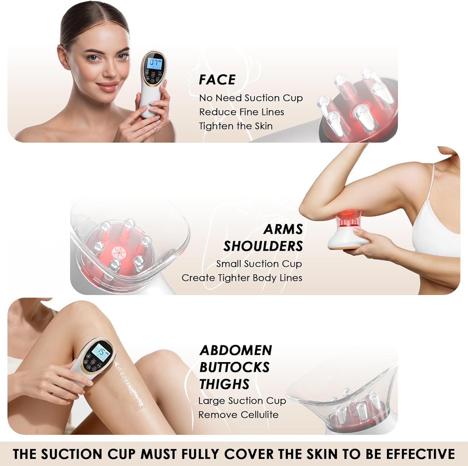 AAQ 4-in-1 Body Sculpting Machine - Professional Cellulite Massage Tool with Lymphatic Drainage & Skin Tightening, Body Sculptor for Back, Abdomen, Waist, Arms, Legs and Buttocks-White - Image 4