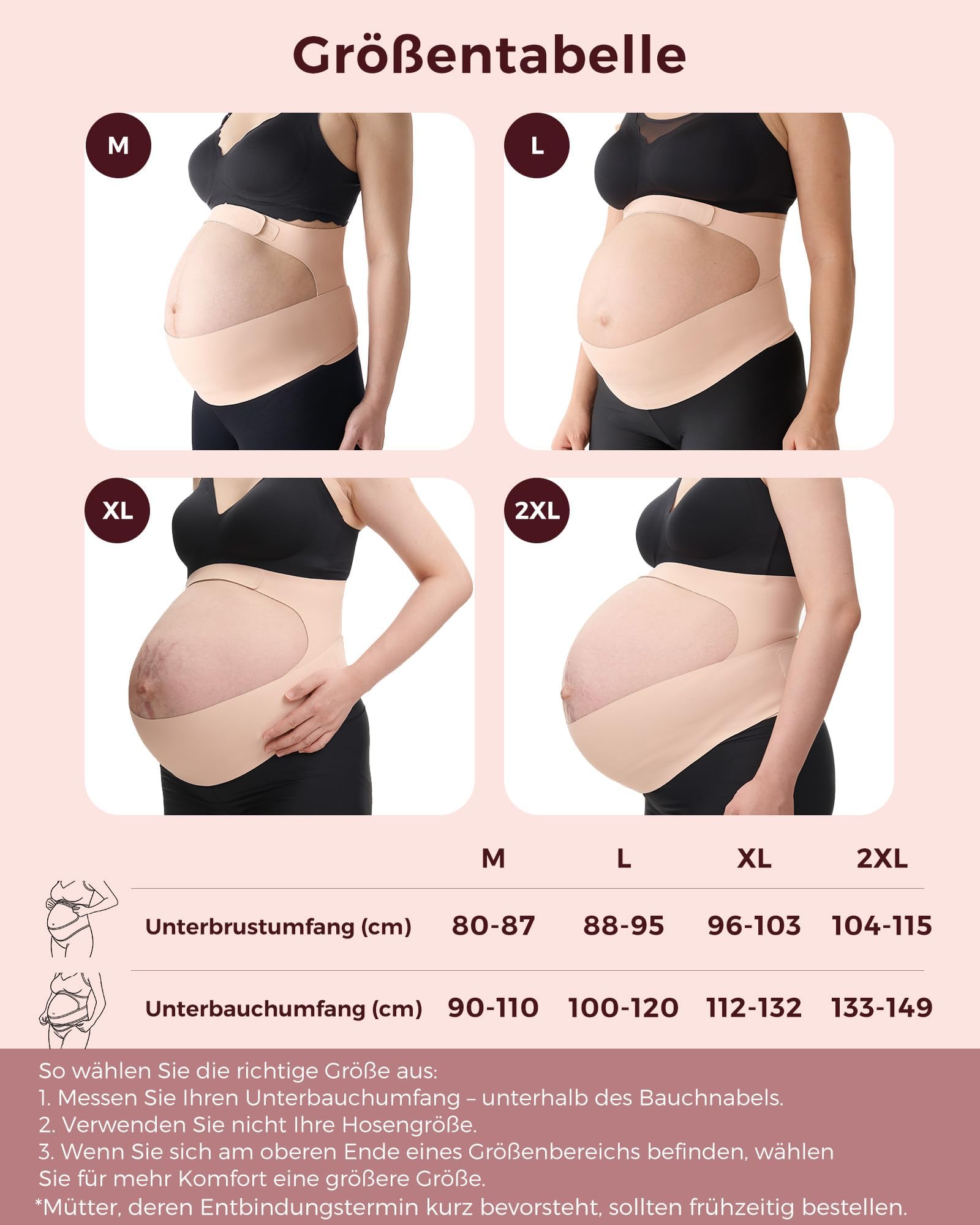 Momcozy Schwangerschafts-Bauchband mit Ergonest-Stütze – Unsichtbar & Atmungsaktiv Größe L, Tragbares Schwangerschaftskissen – W-förmiges Seitenschläferkissen für Rücken