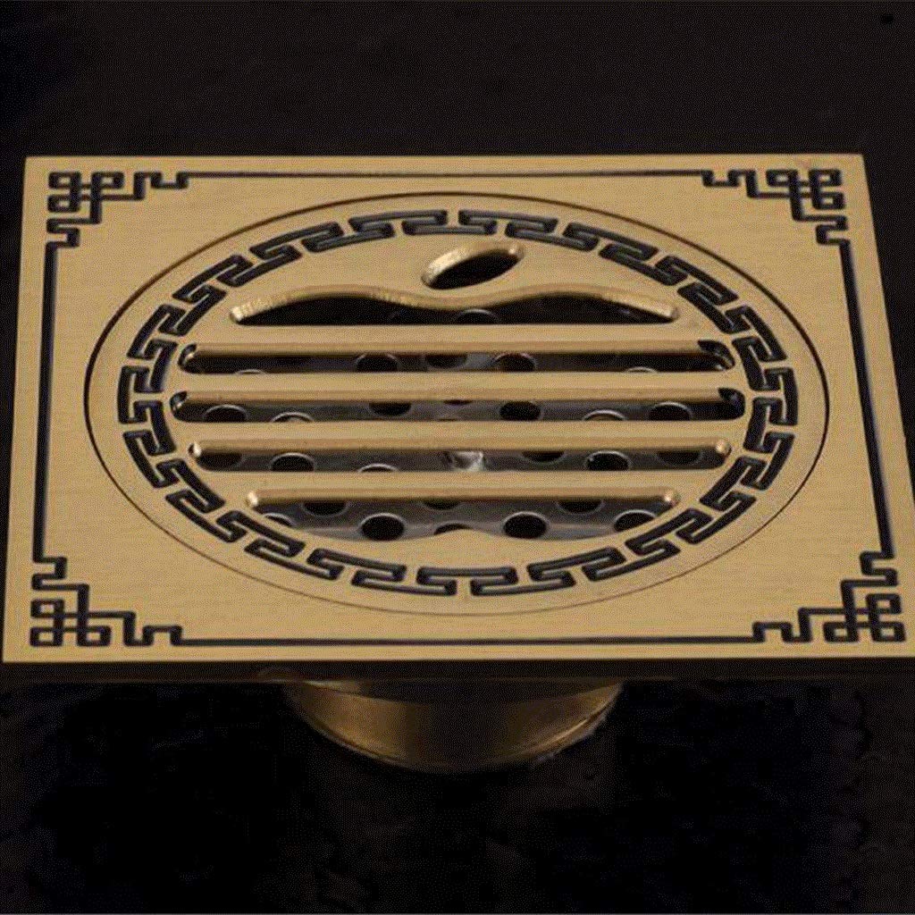 desagüe Ducha, Drenaje de Piso: Desagüe de Piso Cuadrado de latón Antiguo con Cubierta extraíble, colador de Aguas residuales for baño, Cocina, terraza y área de Drenaje público