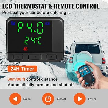 VEVOR Diesel Heater, 12V All-in-one Diesel Air Heater with Remote Control and LCD Display, 5L Fuel Tank Fast Heating Portable Diesel Parking Heater for RV, Truck, 8KW, Basic, White