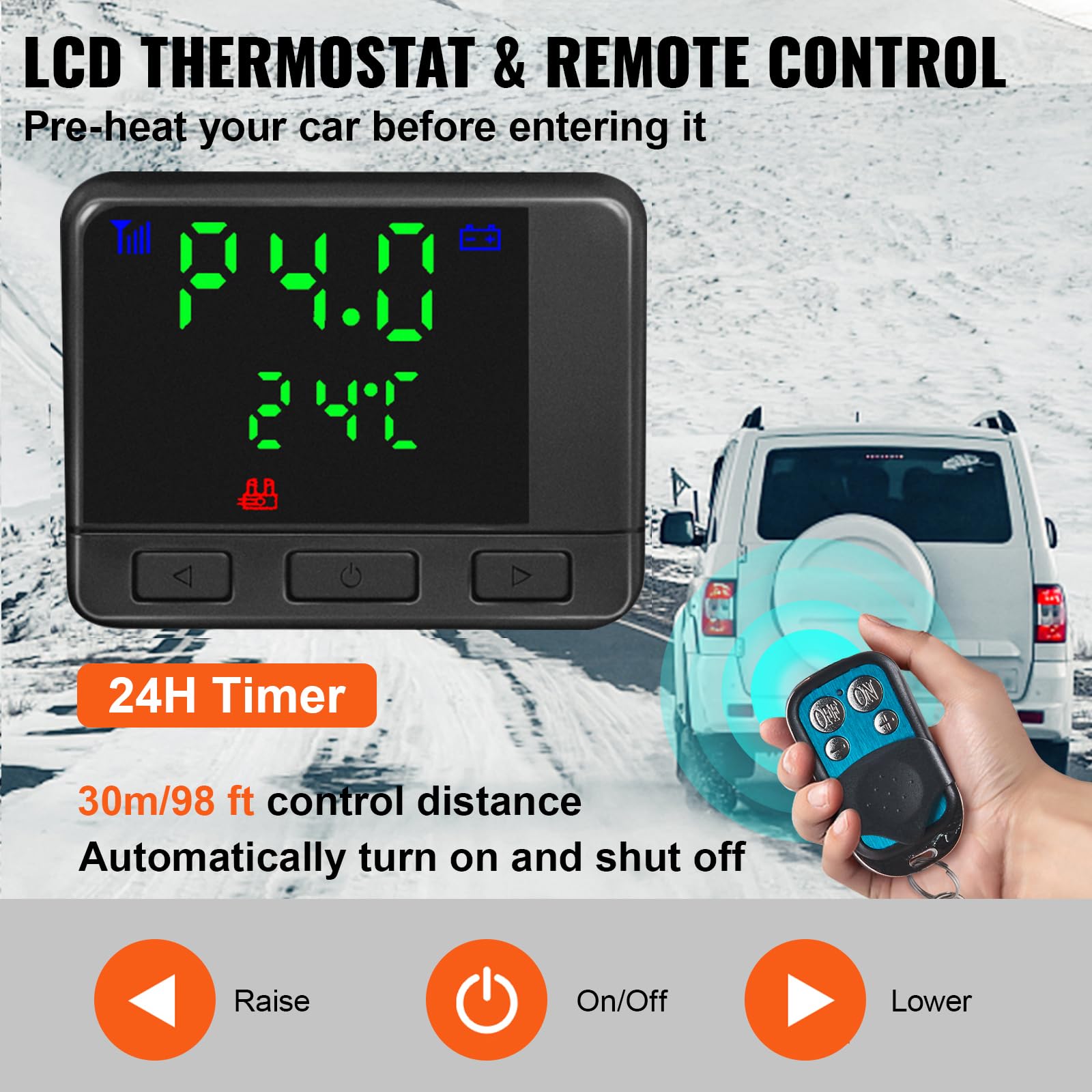 VEVOR 12V 8KW Riscaldatore ad Aria Diesel con LCD All in One Rosso
