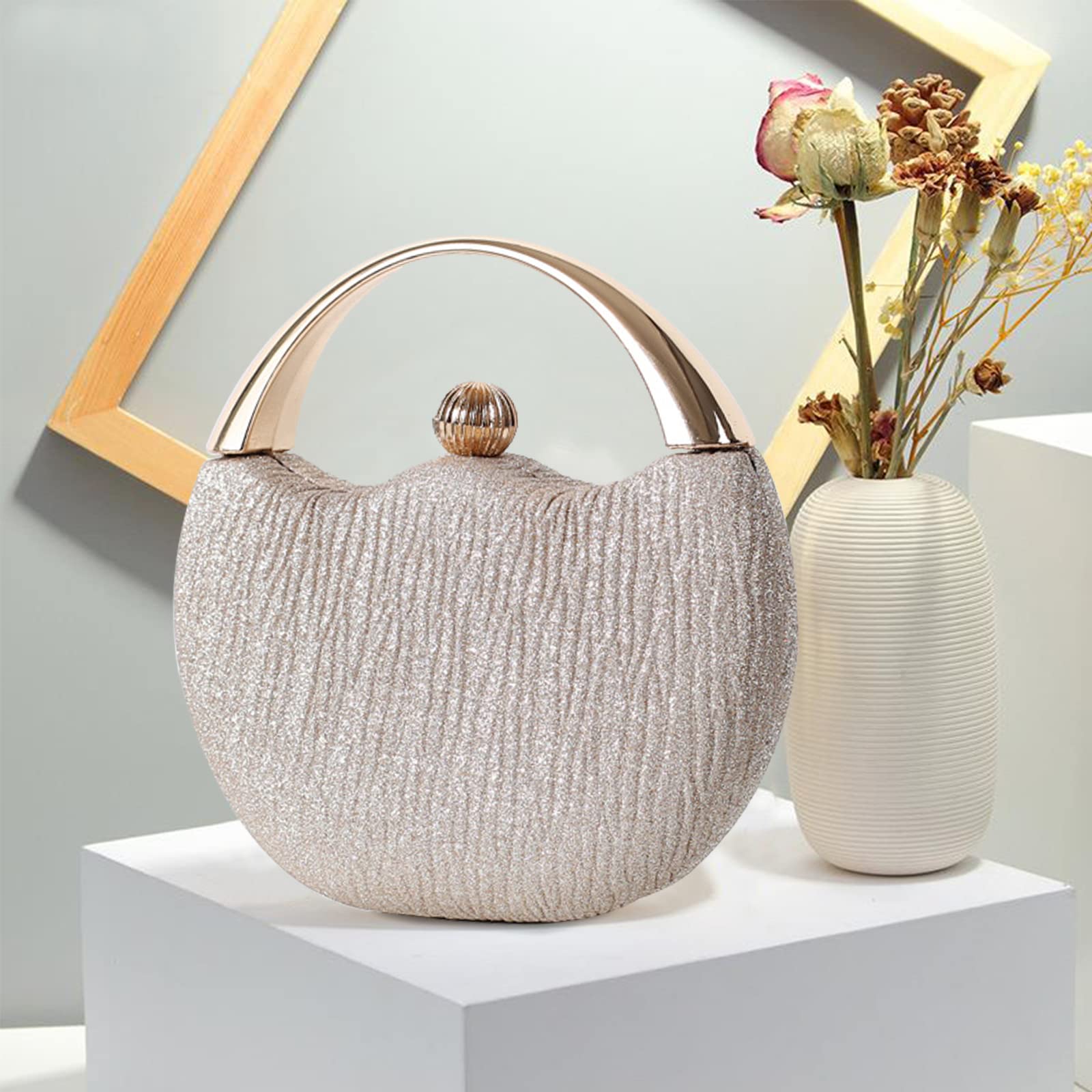Bolso de Fiesta para Mujer Bolsa de Noche Bolsa de Cadena Brillante Bling Bolso de Mano Bolso Bandolera Elegante Bolso de Hombro para Fiesta de Graduación Boda Banquete Dorado