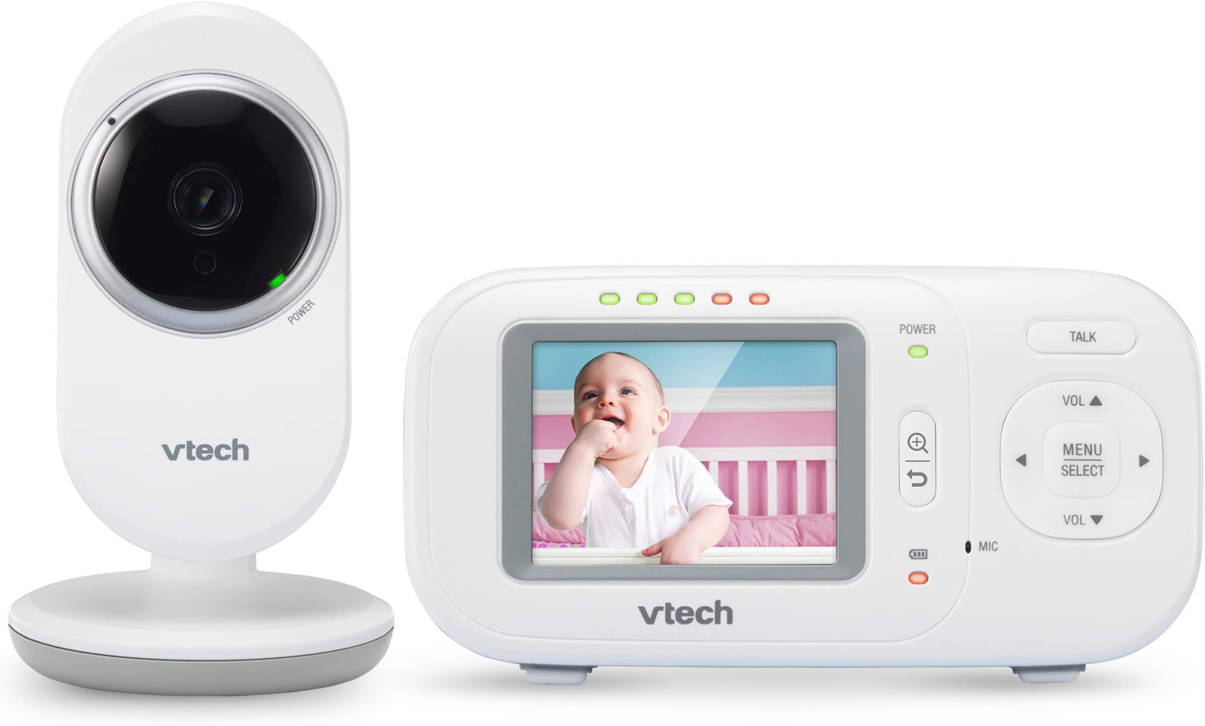 VM320 2.4 Inch Digital Video Full-Color Baby Monitor with Automatic Night Vision, White