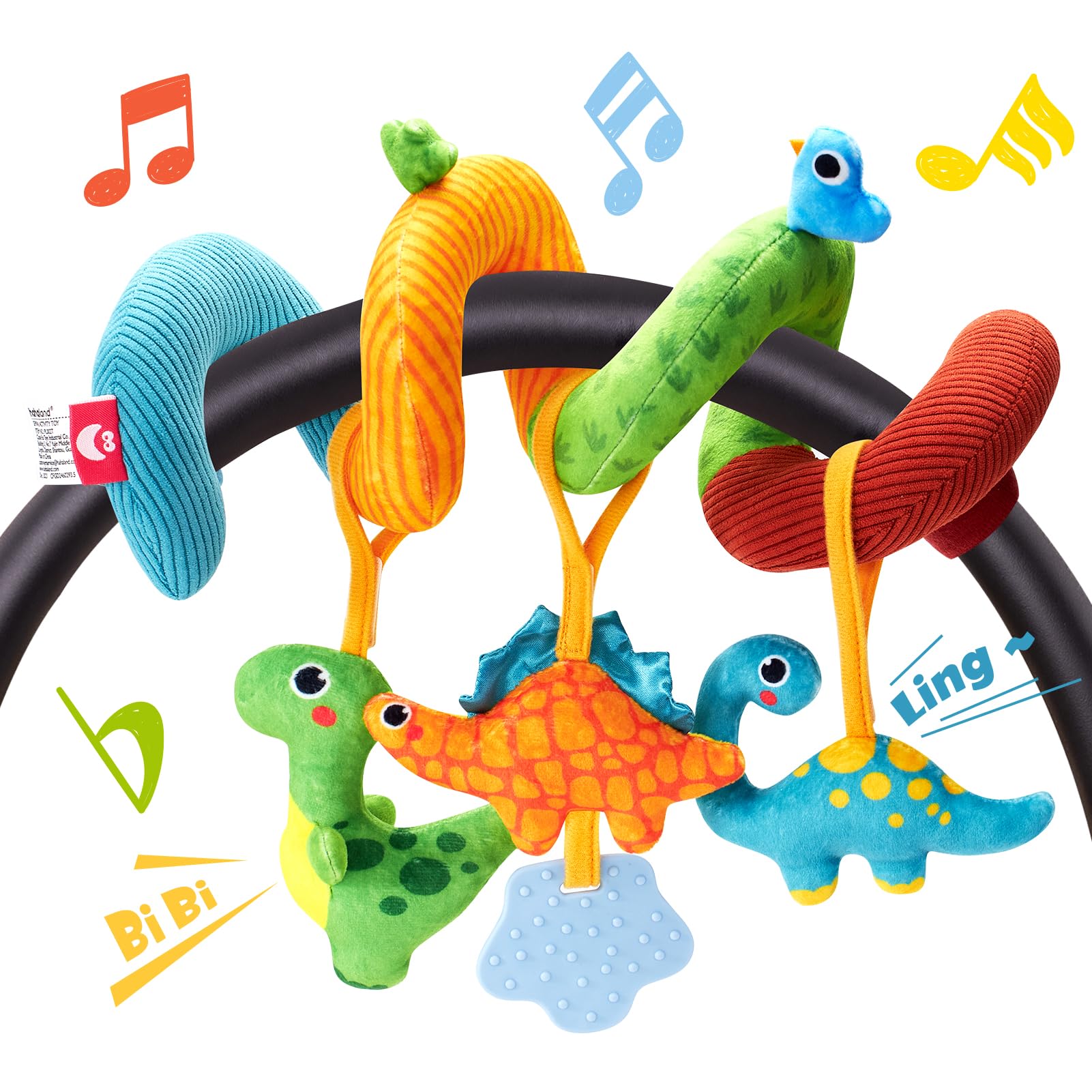 hahaland Cochecitos Juguetes Bebes 0 3 Meses, Espiral Carro Bebe Colgantes | Dinosaurios de Peluche con Sonidos Interactivo, Estimulación Sensorial, Juguetes Bebes 6-12 Meses, Regalos para Bebe Global Recycled Standard Global Recycled Standard Global Recycled Standard