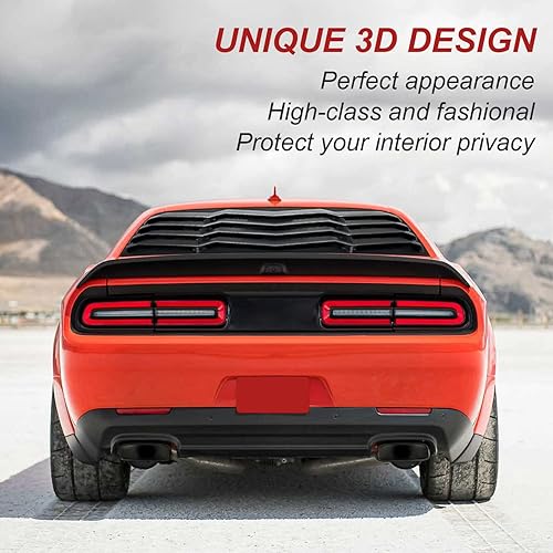 Vista 2 de Rejilla de ventana trasera, parasol para parabrisas trasero compatible con Dodge Challenger 2008-2022 2023 en estilo GT Lambo, material ABS negro