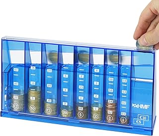 HMF 4710-05 Münzsortierer Euro Spardose 24,0 x 5,0 x 12,0 cm, blau