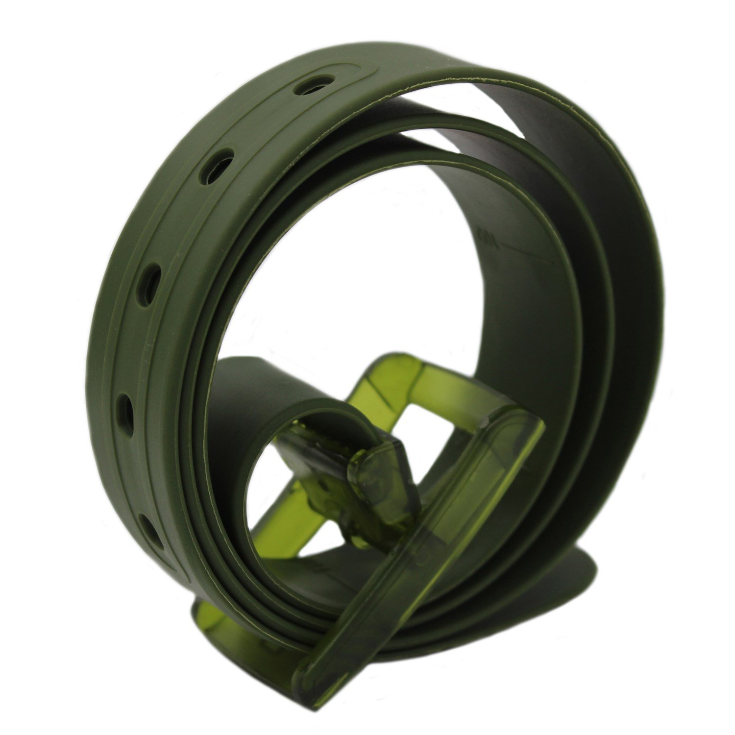 Meshikaier Unisex Kids Army Green Candy Colour Adjustable Rubber Silicone Belt With Plastic Buckle (Army Green)
