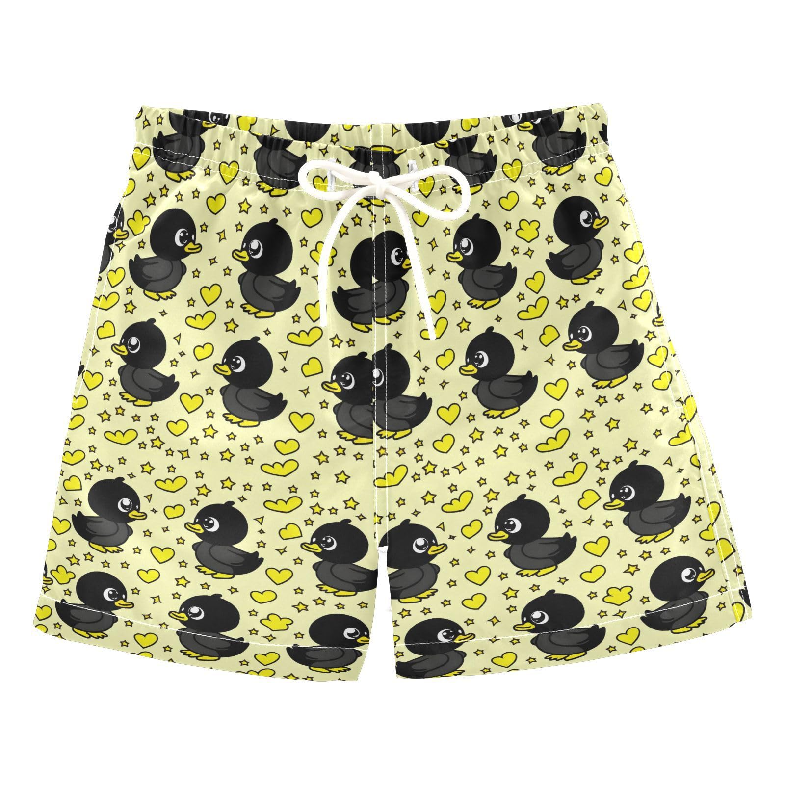 Duck Black Cartoon Boys Swim Trunks Toddler Shorts Swimwear Boardshorts