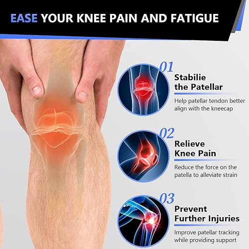Miniatura 3 de Rodillera de tendón rotuliano, rodilleras ajustables para aliviar el dolor de rodilla, soporte para levantamiento de pesas, correr, entrenamientos