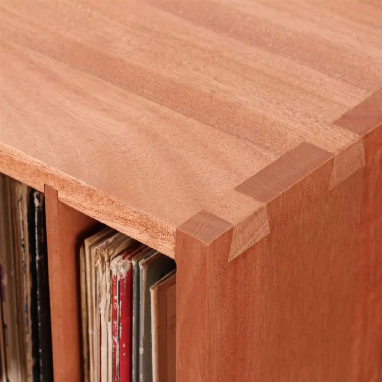 Supporto per CD Porta dischi in vinile da tavolo a tre scomparti, scatola porta CD in legno con ripiani estraibili