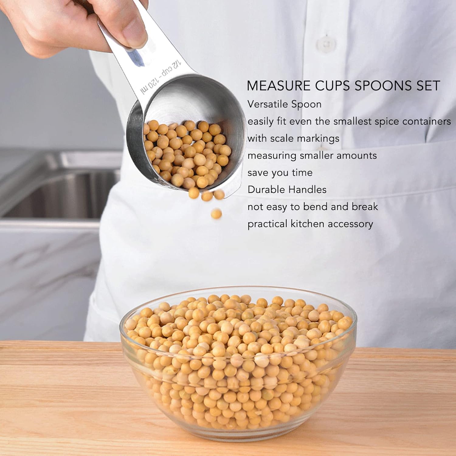 Measuring Cups Set Stainless Steel Stackable Multifunctional Metal Nesting Measuring Cups Set with Easy to Read for Kitchen Tools, Set of 14