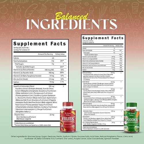 Miniatura 2 de Suplementos de frutas y verduras para adultos Suplemento sabroso y nutritivo de gomitas de frutas y verduras para adultos, fabricado en Estados