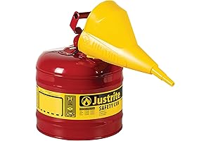 Justrite 2.5 Gallon Type I Red Safety Gas Can for Gasoline