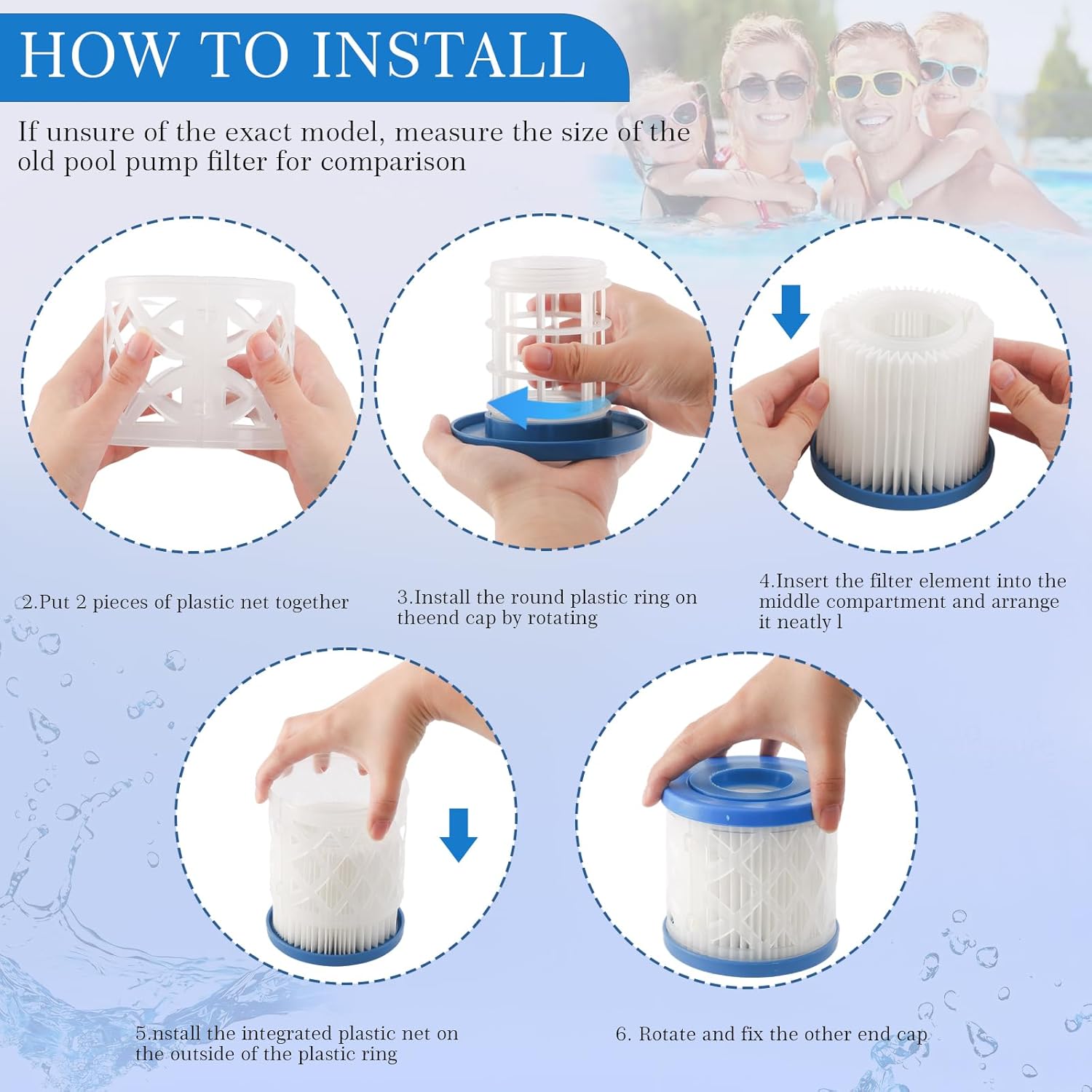 4 Pack Type VI Spa and Hot Tub Filter Replacement Cartridge for Lay-Z-Spa, Coleman SaluSpa 90352E 58323 90427E, Detachable Pool Filter Cartridge, Inflatable Hot Tub Filters Replacements - Image 4