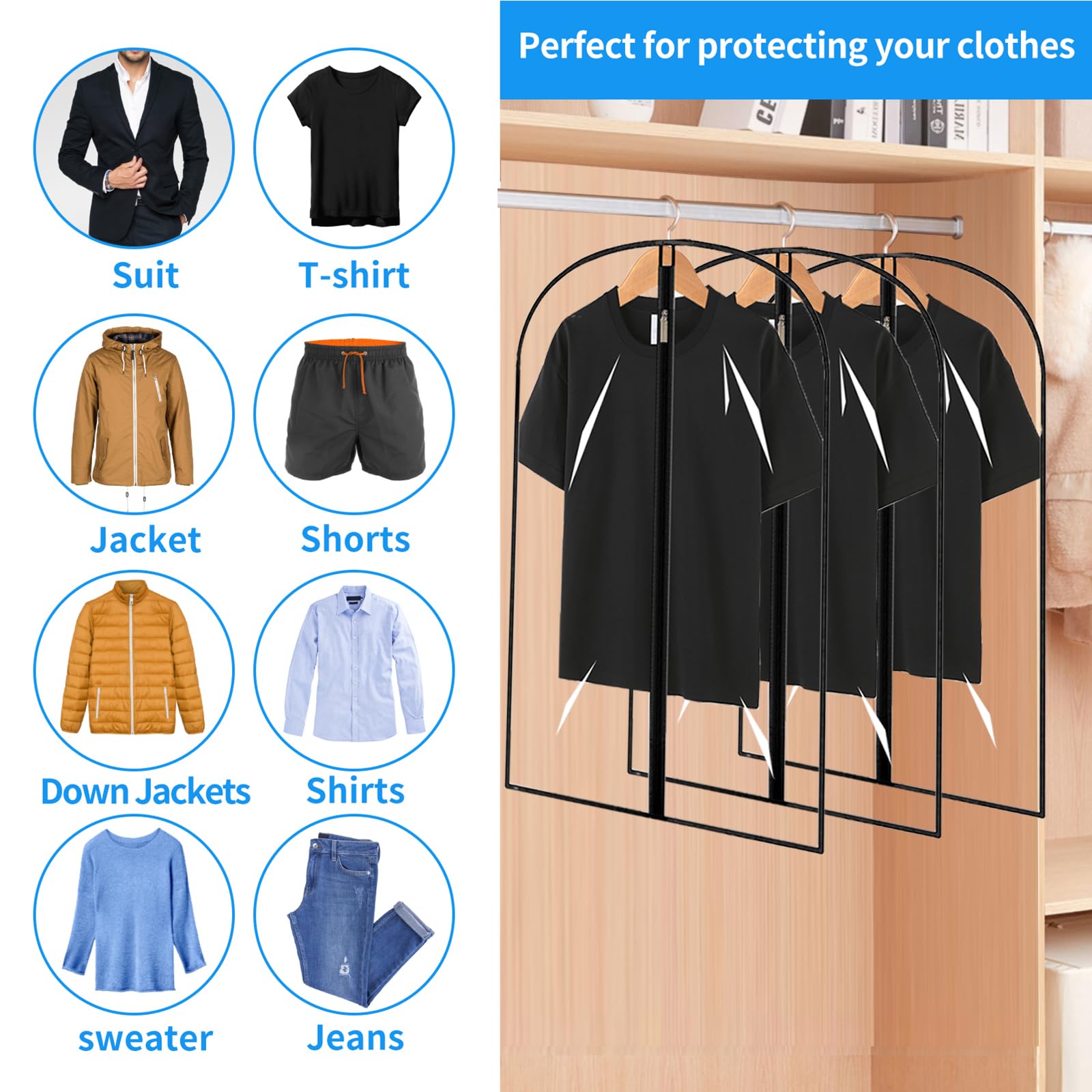 12 PCS Clear Plastic Garment Bags, Waterproof, Dustproof - Image 3