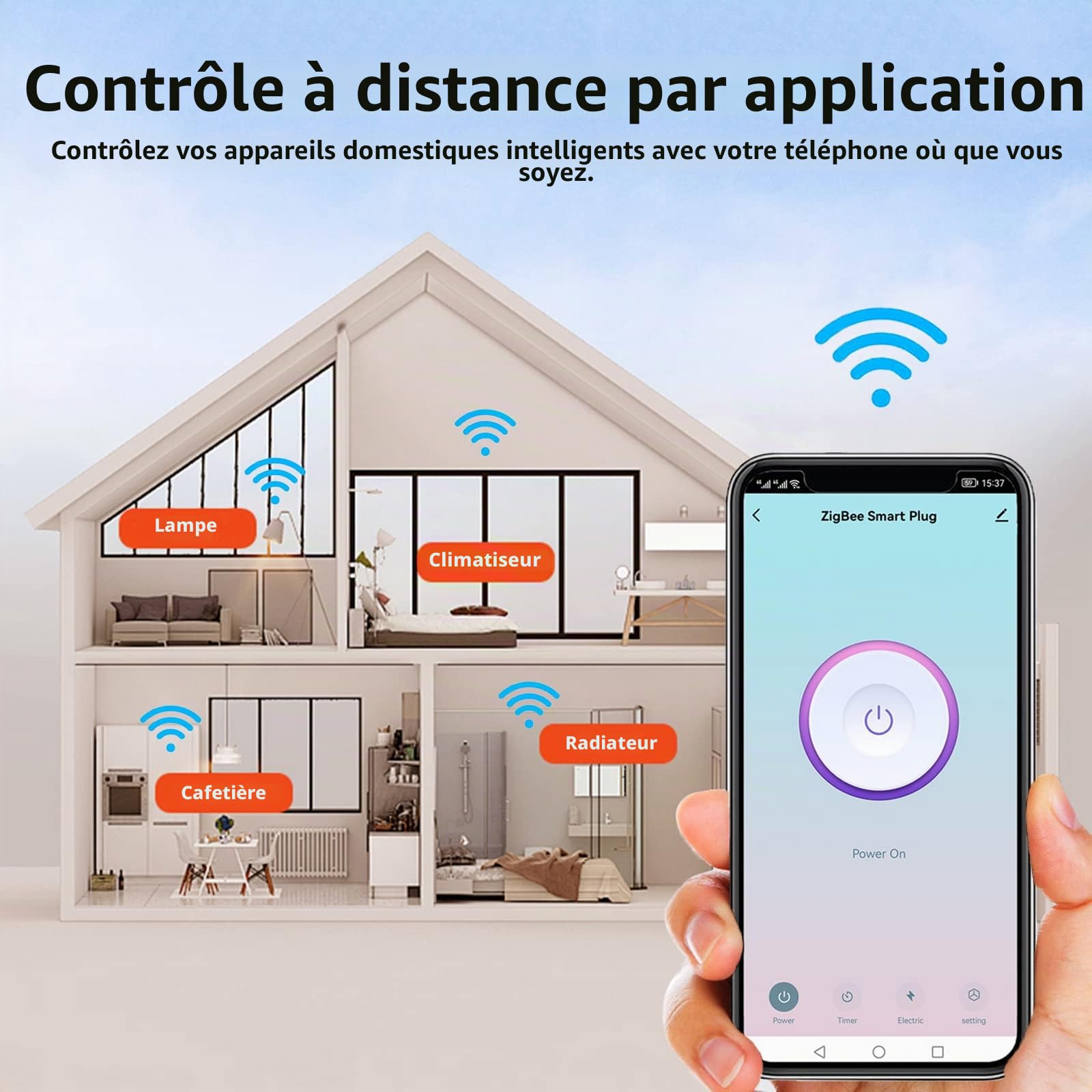 Zigbee Prise Connectée Alexa, Prises Connectée 16A avec Mesure Actuelle, Prise Intelligente 3680W avec Télécommande/Contrôle Vocal, Programmable Smart Plug Compatible Alexa Google Home 4 Pack