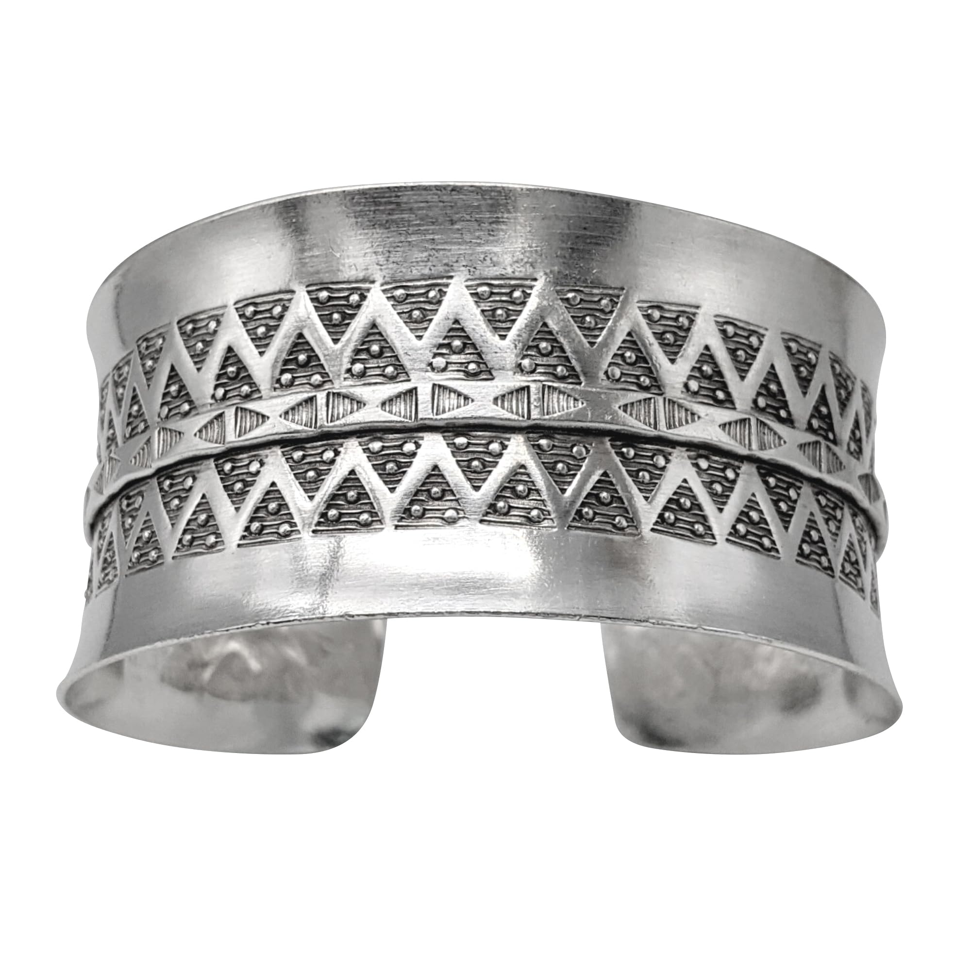 81stgeneration Karen Hill Tribe Bracciale Sottile Rotondo in Argento Inciso con Motivo Tribale | Bracciale Rigido Impilabile in Argento Massiccio 999, Rotondo e Chiuso, per Donna