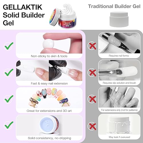 Miniatura 8 de Solid Builder - Gel de uñas 3D de gran capacidad de 2.16 oz (morado) (rosa transparente)