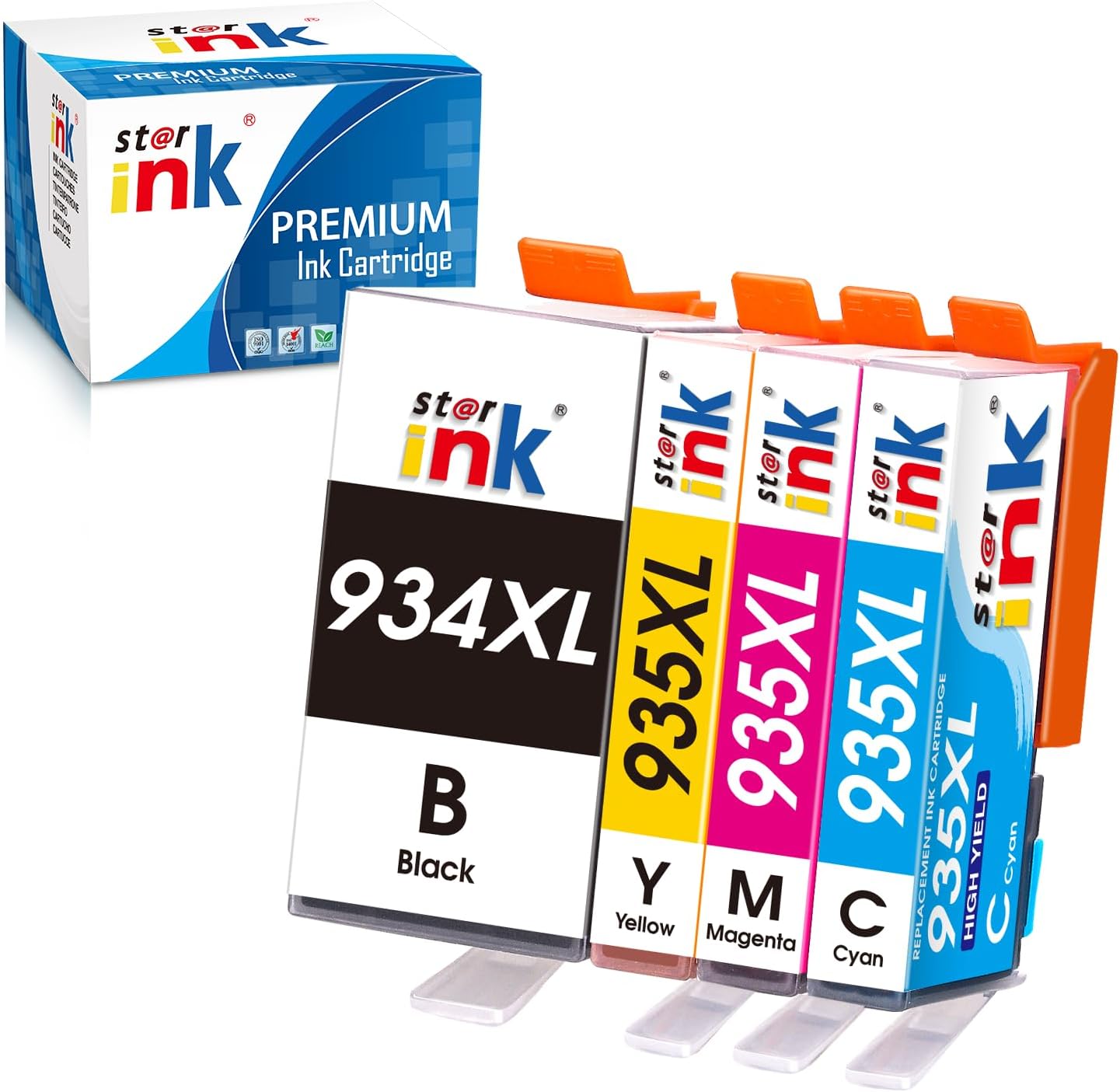 934XL 935XL High Yield Ink Replacement for HP 934 and 935 Ink Cartridges Combo Pack, Compatible for HP Officejet Pro 6830 6230 6835 6812 6815 6820 Printer, 4-Pack(Black Cyan Magenta Yellow)