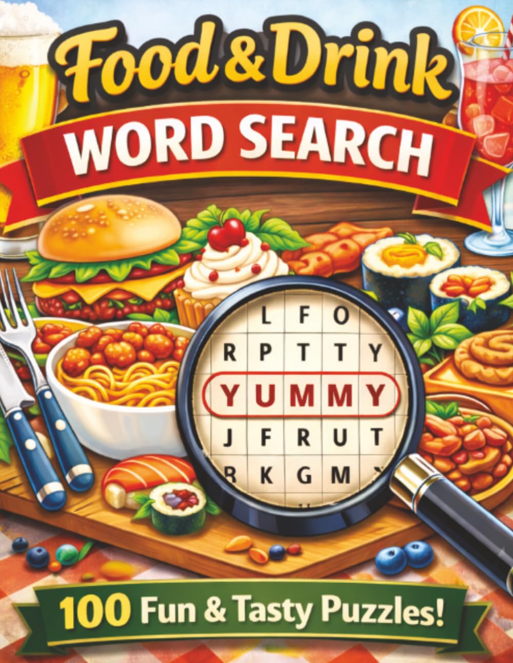 Food & Drink Word Search for Adults: 100 Delicious Puzzles Featuring Fruits, Desserts, World Cuisine, Drinks & More
