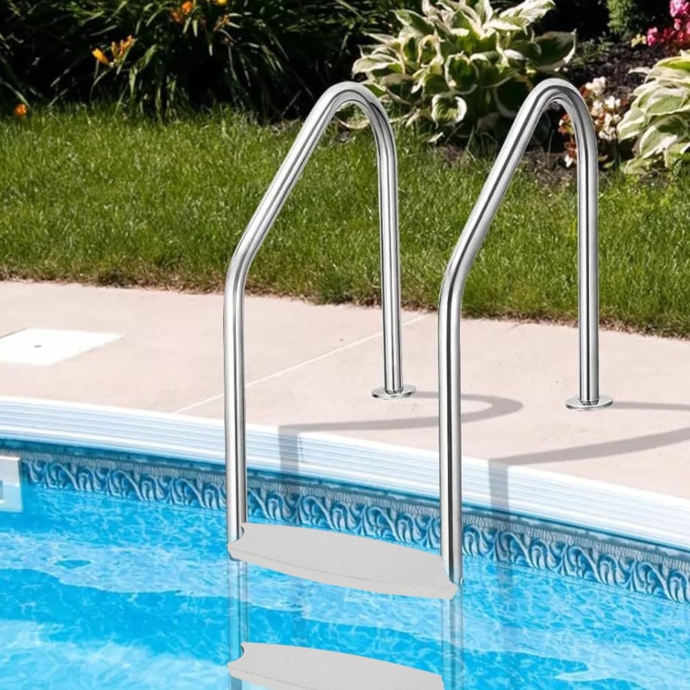 3-Pack 18" Universal Pool Ladder Steps Replacement, Heavy-Duty Molded Plastic Ladder Rung Step for Above-Ground and In-Ground Pools
