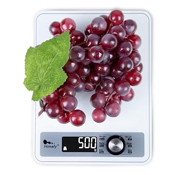 Highly Digital Kitchen Food Scale,LCD Display with Backlight Kitchen Scale,1g/0.1oz Precise Graduation,Measure Water and Milk Volume,5000 g / 11 lb,White