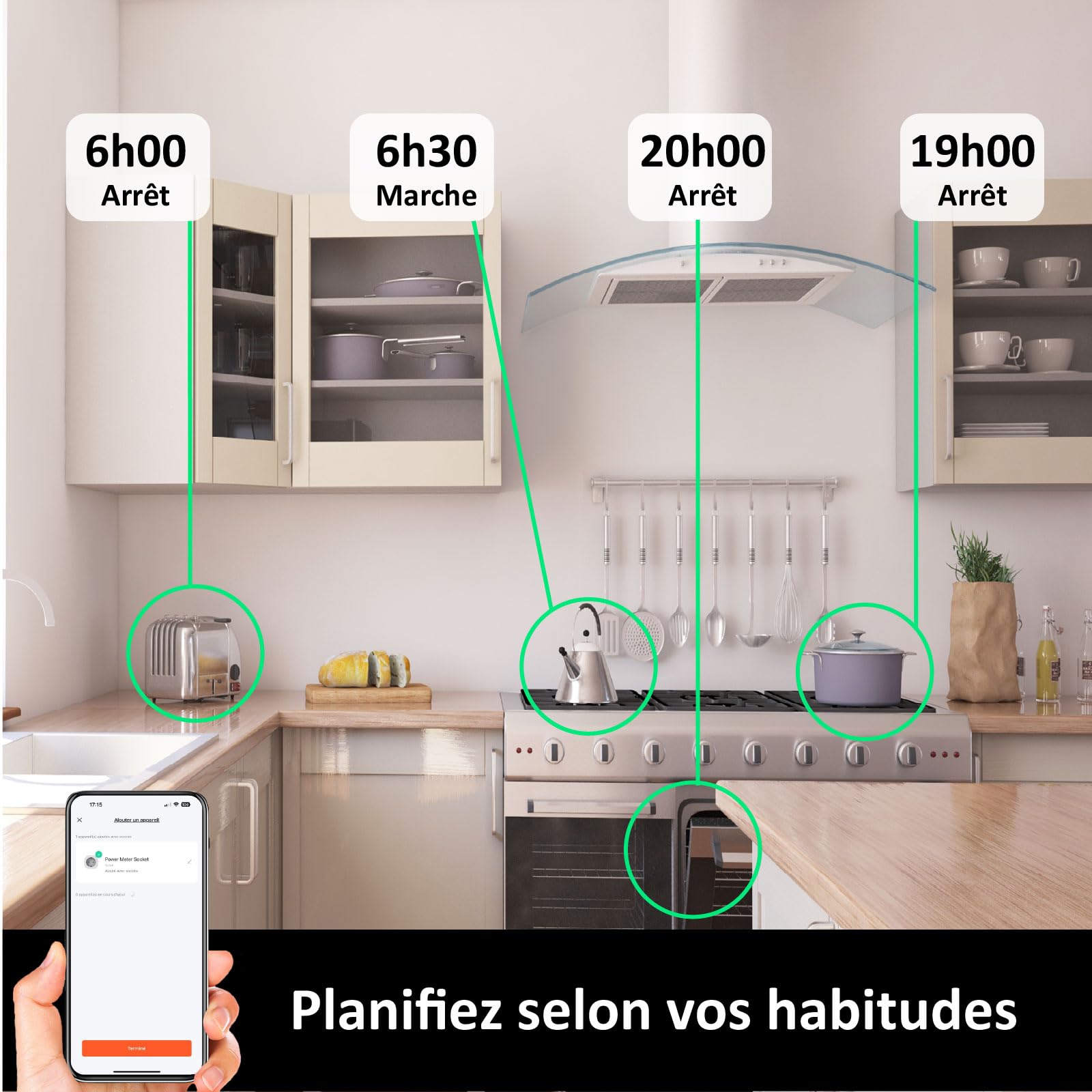 KYF Prise Connectée WiFi + RF 3680W avec Interrupteur Sans Fil, Compatible TUYA/Smart Life, Contrôle via Application, Type E, IP20