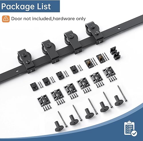 Miniatura 6 de EaseLife Kit de riel de puerta corrediza de granero plegable de 66 pulgadas para 4 puertas de armario, rodillo de montaje superior, se desliza