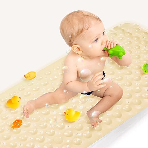 Sheepping Alfombra de baño para bebé antideslizante de cubierta extra larga para niños pequeños de 40 x 16 pulgadas, tapete de baño ecológico para