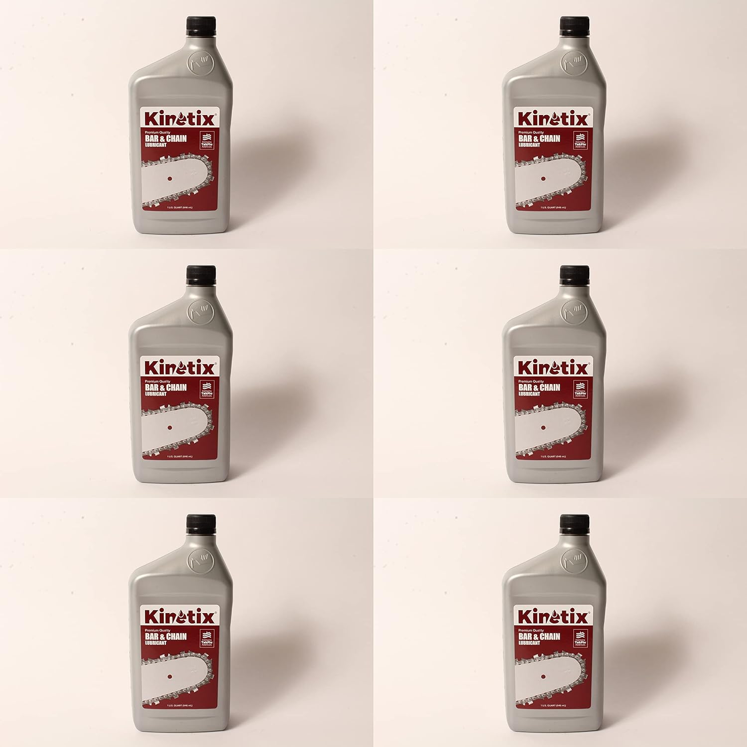 6 PK Kinetix 80009 1 Quart Bottle All Season Bar & Chain Oil with TakFlo