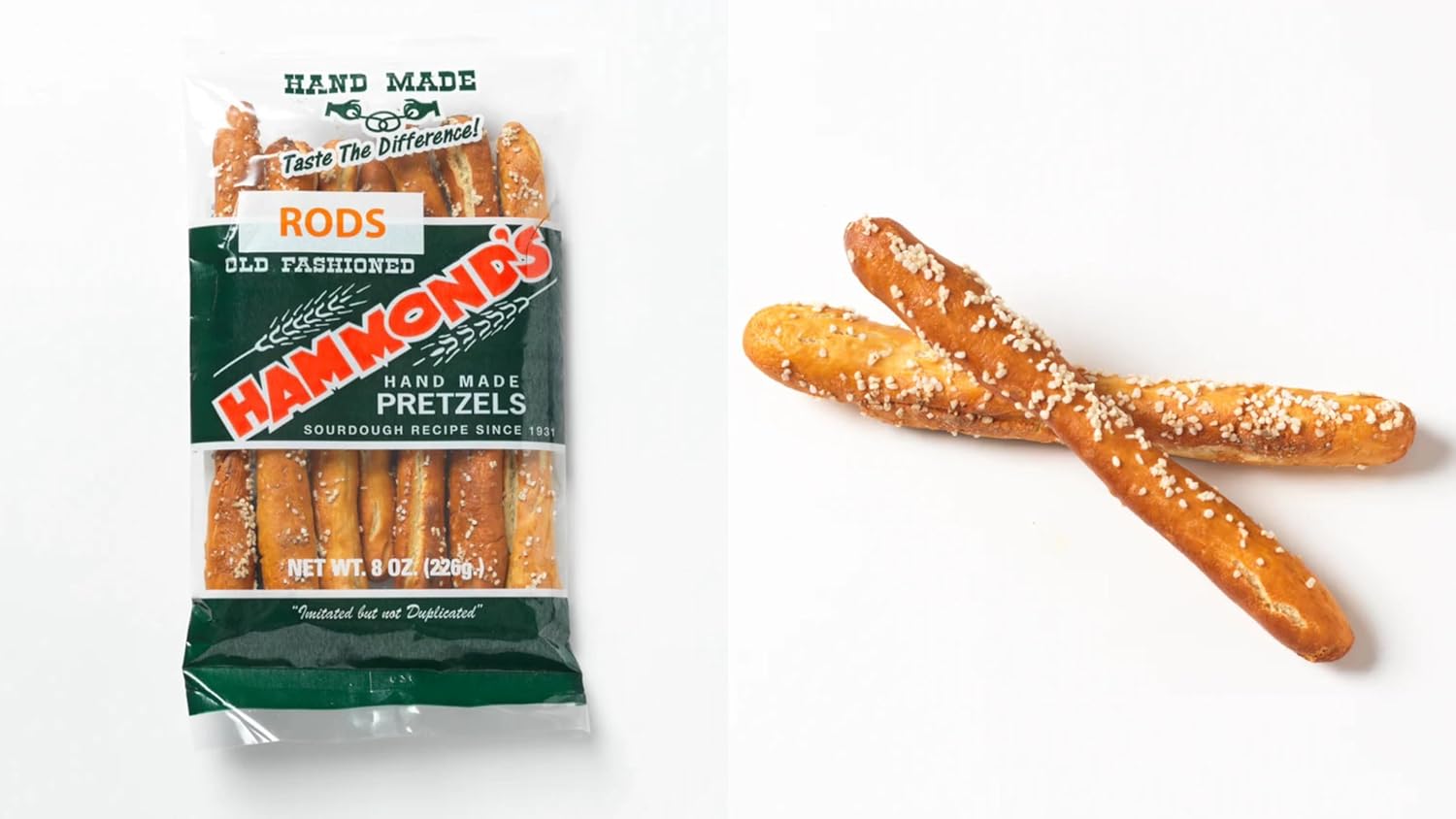 Hammond's 8 oz bag of pretzel rod handmade Pretzels 8 ounces bag (3 bags)
