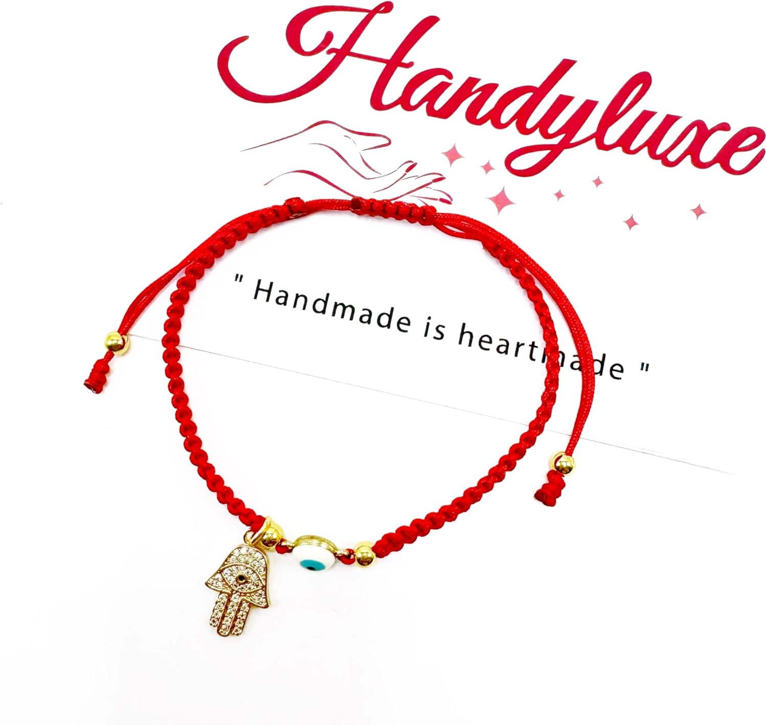 Handmade Lucky Protection Red String Bracelet Evil Eye Hamsa Hand Pendant - Image 8