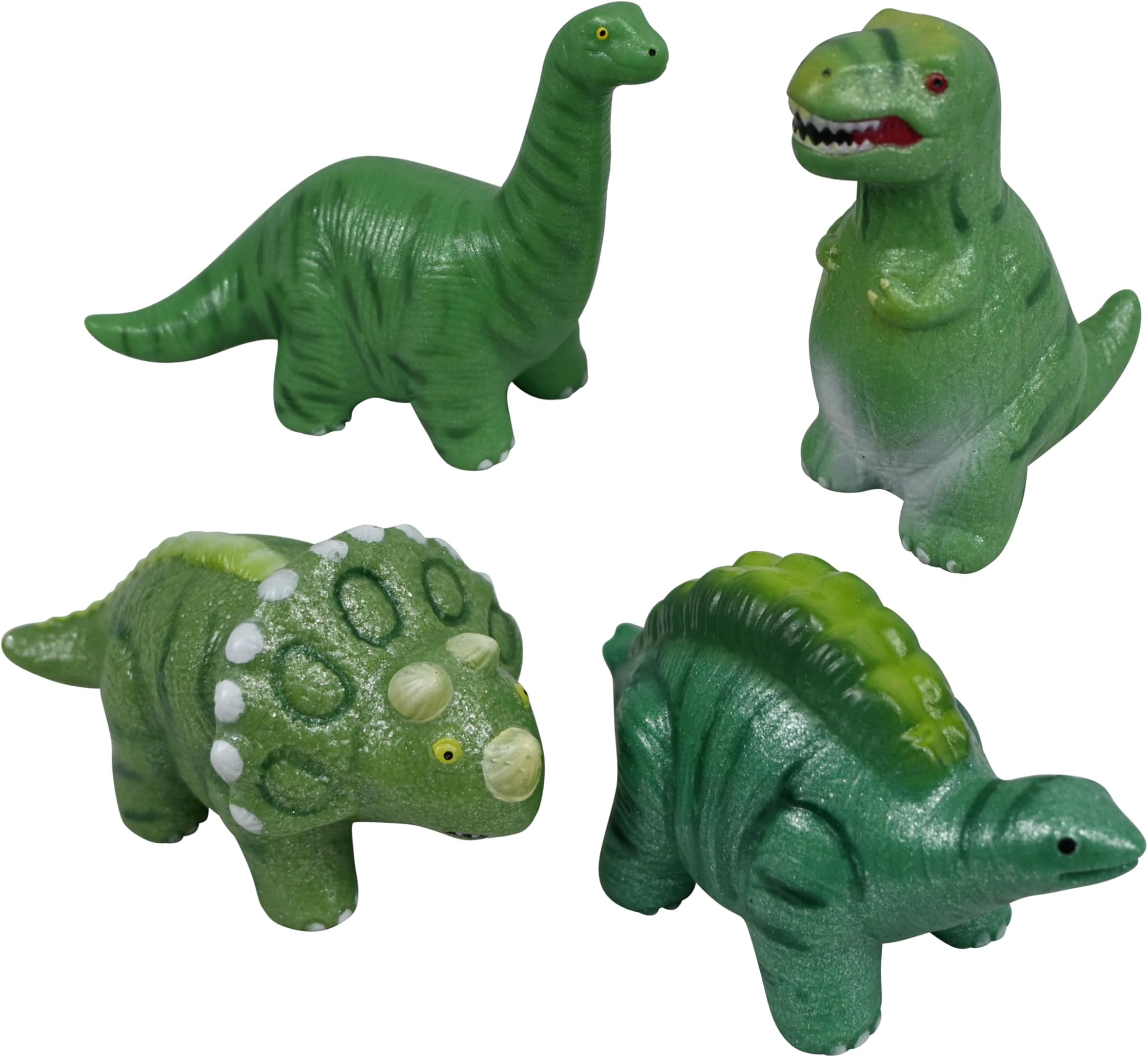 Jet Creations 4-pk Dinosaur Figure Set, 4” Pearlscent 4 Colors | Desktop Display | Double as Neo Squishy Toys for Kids 3 Year and up | Stress Relief
