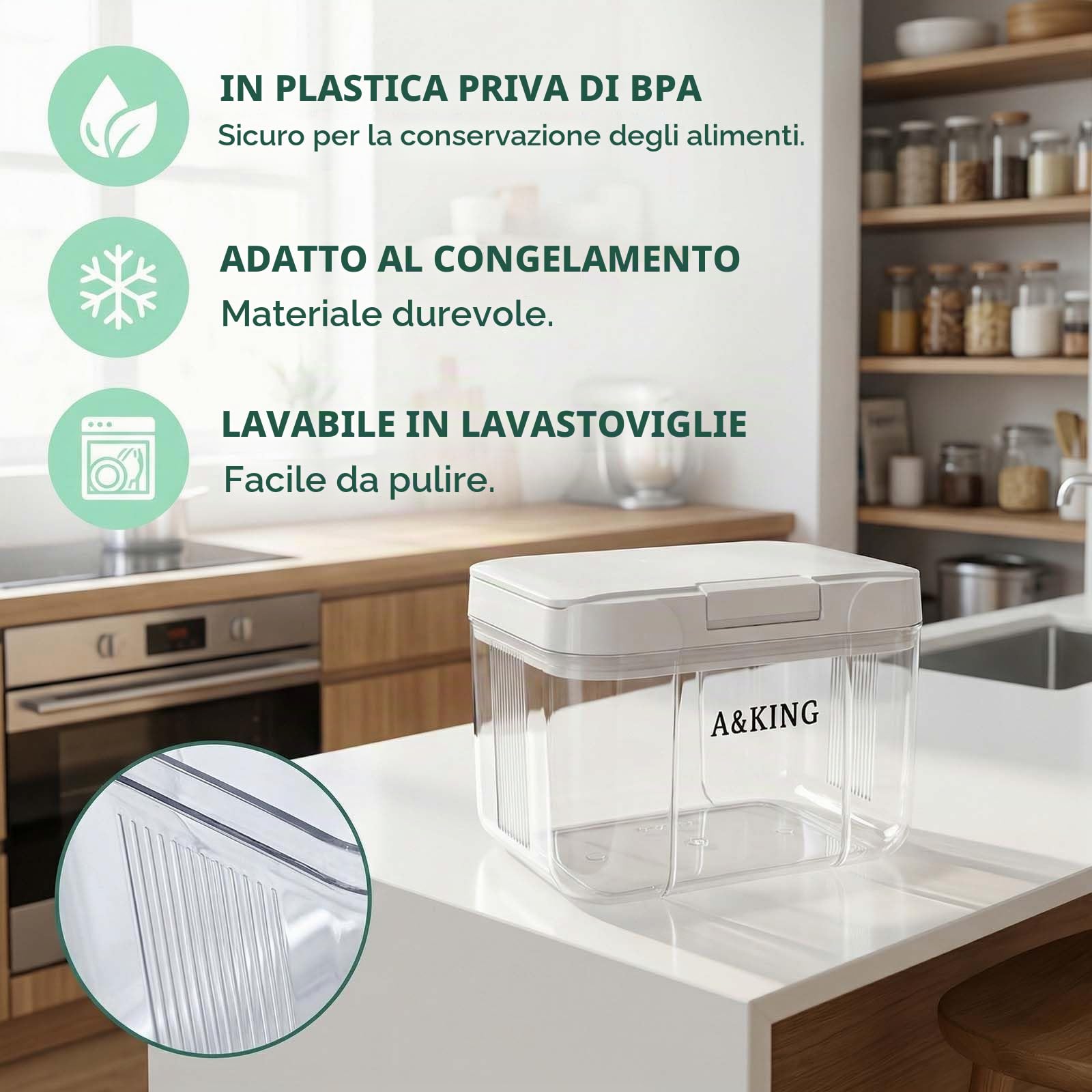 Contenitore per Riso in Plastica Dispenser Riso 10 Libbre Scatole di Riso Sigillata a Prova di Insetti e Umidità Secchio per Cereali Riso